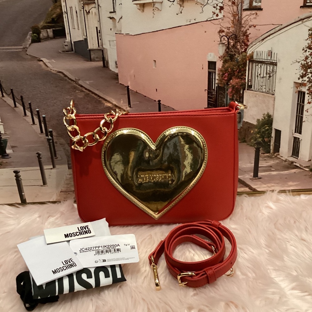 Moschino Red Leather Shoulder Bag
